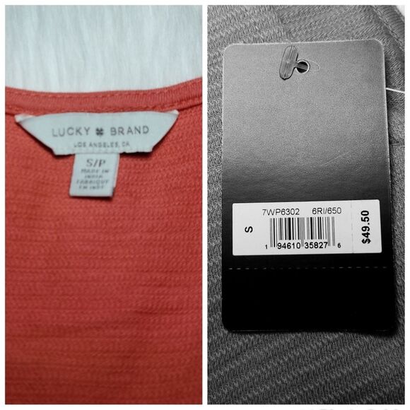 NWT|Lucky Brand Sleeveless Knot Front Peplum Top, SMALL - Picture 4 of 5